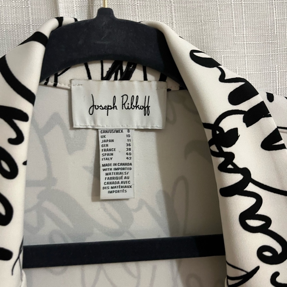 Joseph Ribkoff Black & White Script-Print Open Blazer - Picture 5 of 5